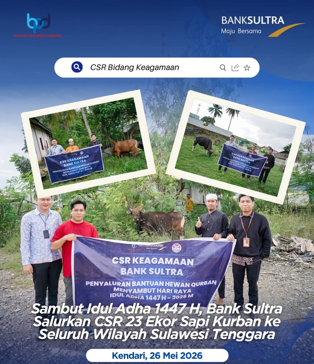 Momentum Iduladha, Bank Sultra Hadirkan Kurban sebagai Simbol Kebersamaan dan Gotong Royong 2 FB IMG 1780053020782